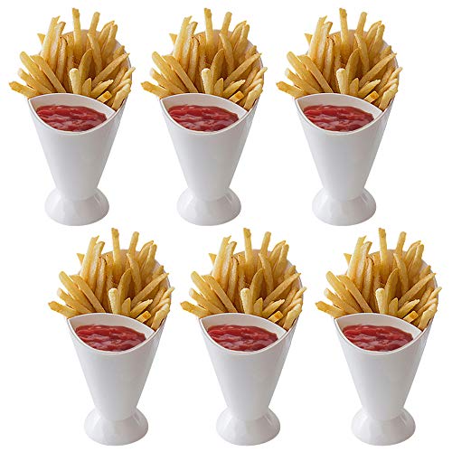 6 X Cuillère à cône frites Dip Fry Sauce Snack support Nourriture fête Bol de service avec support Cover