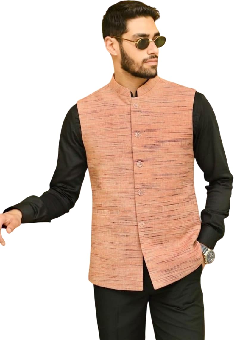 Men's South Cotton Textured Nehru Jacket Ethnic Waistcoat Regular Fit-image-41