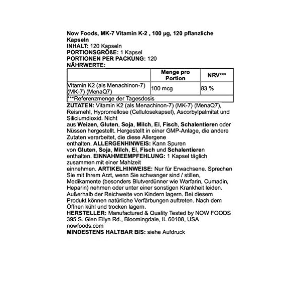 NOW-Supplements-MK-7-Vitamin-K-2-100-mcg-Cardiovascular-Support-Supports-Bone-Health-120-Veg-Capsules NOW Supplements, MK-7 Vitamin K-2 100 mcg, Cardiovascular Support*, Supports Bone Health*, 120 Veg Capsules