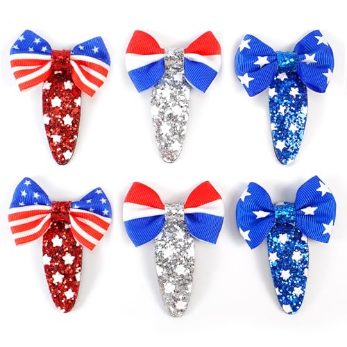 Pinzas de cabello patrióticas 6 piezas para niñas miniatura 1