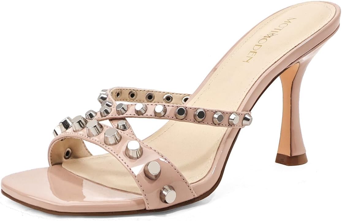 Womens Heels Square Toe - Stylish Open Toe Sandals