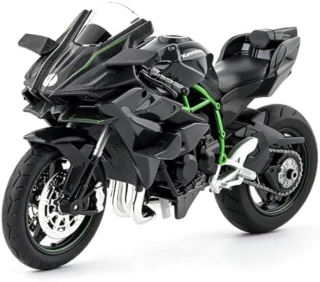 TGRCM-CZ Compatible with 1:12 Kawasaki Ninja H2R Motorcycle Model, DieCast Model Motorcycle, Suspension and Free Roll, Toy Car, Motorcycle Collection, Gift Black