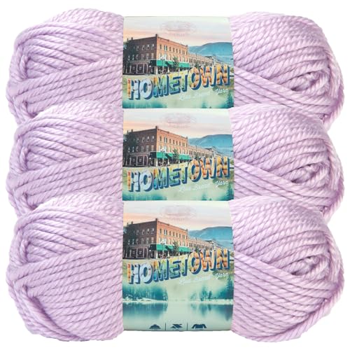 Image of Lion Brand Yarn Hometown Yarn, Super-Bulky Yarn for Knitting, Crocheting, and Crafting, 3 Pack, Joliet Iris | Super Bulky Acrylic Fiber for Warm Crochet Blankets, Knit Winter Hats, Chunky Cardigans, Soft Scarves, Weaving