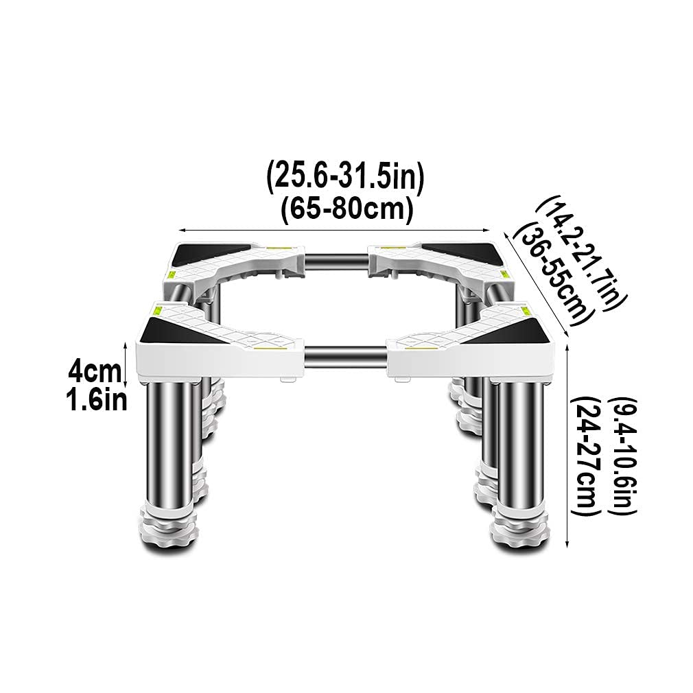 Base de soporte para lavadora, con patas fuertes de 4/8/12, longitud telescópica, 65-80 cm, base de aire acondicionado, soporte para secadora, soporte antivibración, 8 patas, 24-27 cm