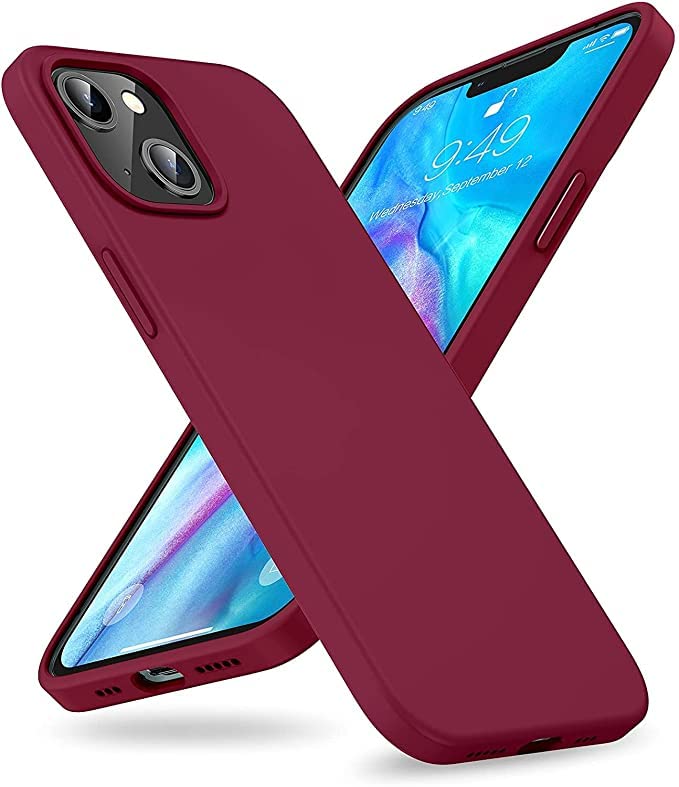Image of MIDOS Back Cover Compatible with iPhone 14 Plus Case Liquid Silicone Full Protection Shock Proof Back Cover for iPhone 14 Plus (2022) 6.7 inch (Wine RED)