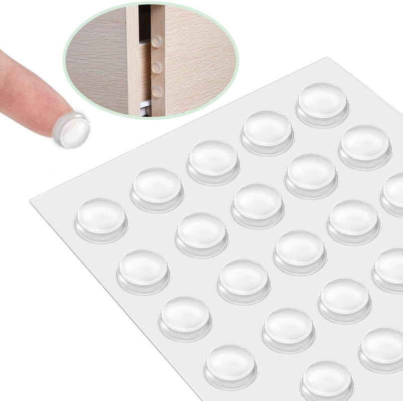 BOSCO Round Self Adhesive Silicone Bumper, Circular Dots Cabinet Safety Stoppers for Drawer with Mute Buffer, Antiskid Vibration pad (3x8 mm)(Color-Transparent)(Set-20Pcs)