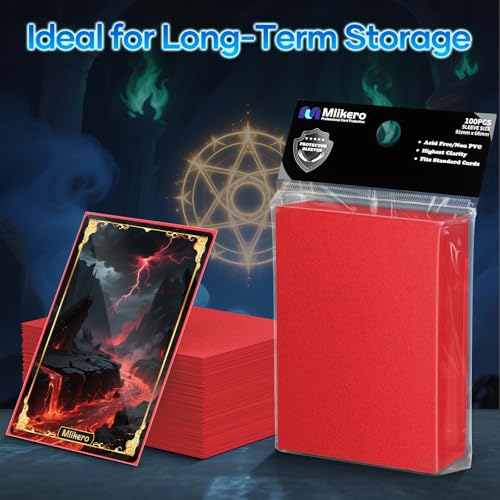 Image of 500 Counts Card Sleeves Toploaders for Trading Cards, Matte Card Sleeves Deck Card Protectors, Red Soft Sleeves Fit for MTG, Baseball Card,Sports Cards,Game Card(Red)