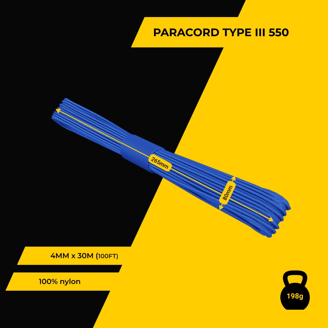 EdcX 2 mm Nylon Paracord 275 (15, 30, 50 and 100 m)- 100% Nylon rope, 3-Strand cord, Nylon cord 2 mm in Many Colours (Blue, 30 m) - Image 2