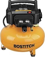 Bostitch 6 Gallon Pancake Air Compressor: Oil-Free Pump, 150 PSI, 2.6 CFM@90 PSI for Woodworking, Roofing & Jobsites