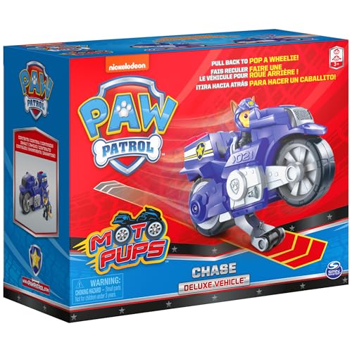Paw Patrol 6060224 Moto Pups Chase’S Deluxe Pull Back Motorcycle Vehicle With Wheelie Feature And Toy Figure thumb #8