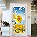 FHKGIUJAD Türtapete Selbstklebend Vinyl Türposter 3D Blau Himmel Sonnenblume Diy Türaufkleber Türfolie Türposter Selbstklebende Tür Abnehmbare Heimtapete Dekorative Kunst 40X120Cm