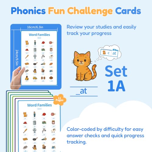 Image of Phonics Flip Book & Talking Flash Cards, Word Family Build Book Set | 40 Read & Rhyme Flip Books, 144 Talking Flash Cards, Learn to Read for Kids Ages 3-8, Phonics Word Cards for Kindergarten
