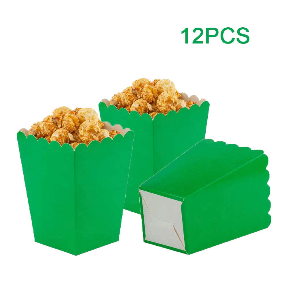 Cajas verdes para palomitas de maíz, caja de cartón para palomitas de maíz, paquete de 12 unidades