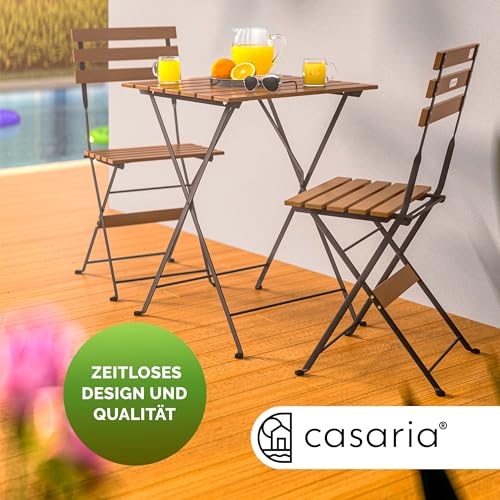 CASARIA® Balkonmöbel Set 2 Personen Wetterfest FSC®-Zertifiziert 3-TLG Holz Vormontiert Klappbar 160kg Belastbar Akazie Balkon Garten… – Ansicht 2