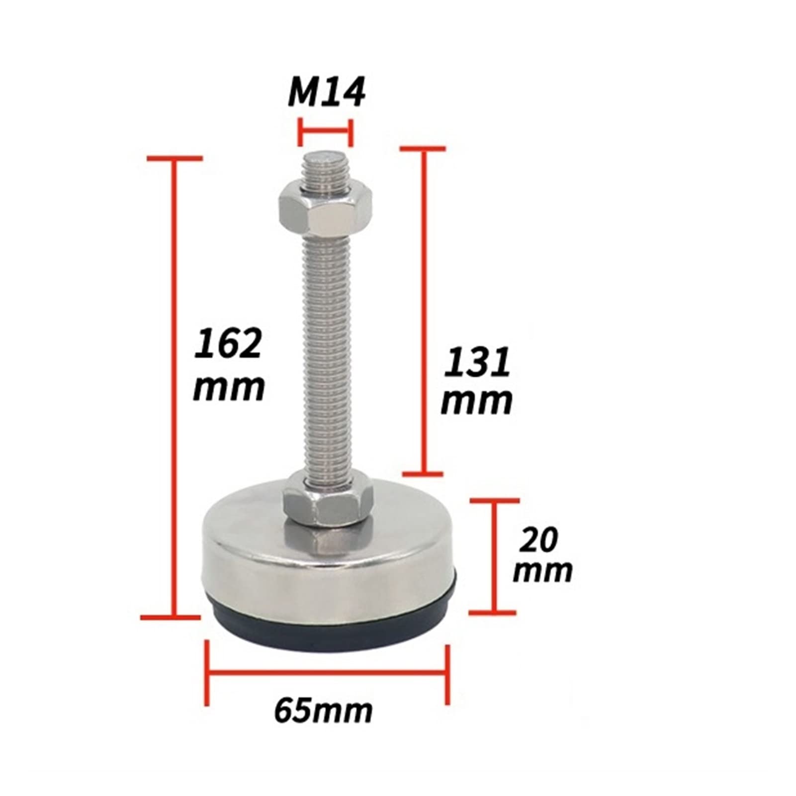 6 piedini di livellamento for carichi pesanti, supporti for mobili regolabili con base in gomma for macchinari da banco(65*M14*100mm)