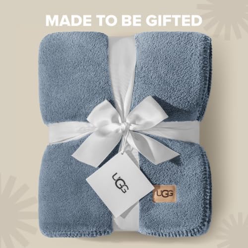 Image of UGG Whitecap Queen Blanket, Plush Fleece, 90 inch x 90 inch, Blue