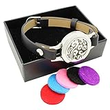 AromaRain Breeze Essential Oil Diffuser Bracelet (Large) - 316L Surgical Stainless Steel With Leather Band