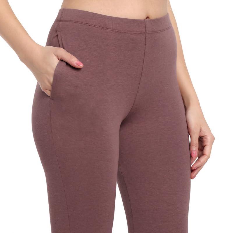 Image of ONE SKY Women Full Length Leggings | Cotton Modal Spandex Blend | High Waist Stretchable & Bio-Washed Fabric | Colour-Lock Technology | Comfortable Leggings for Women