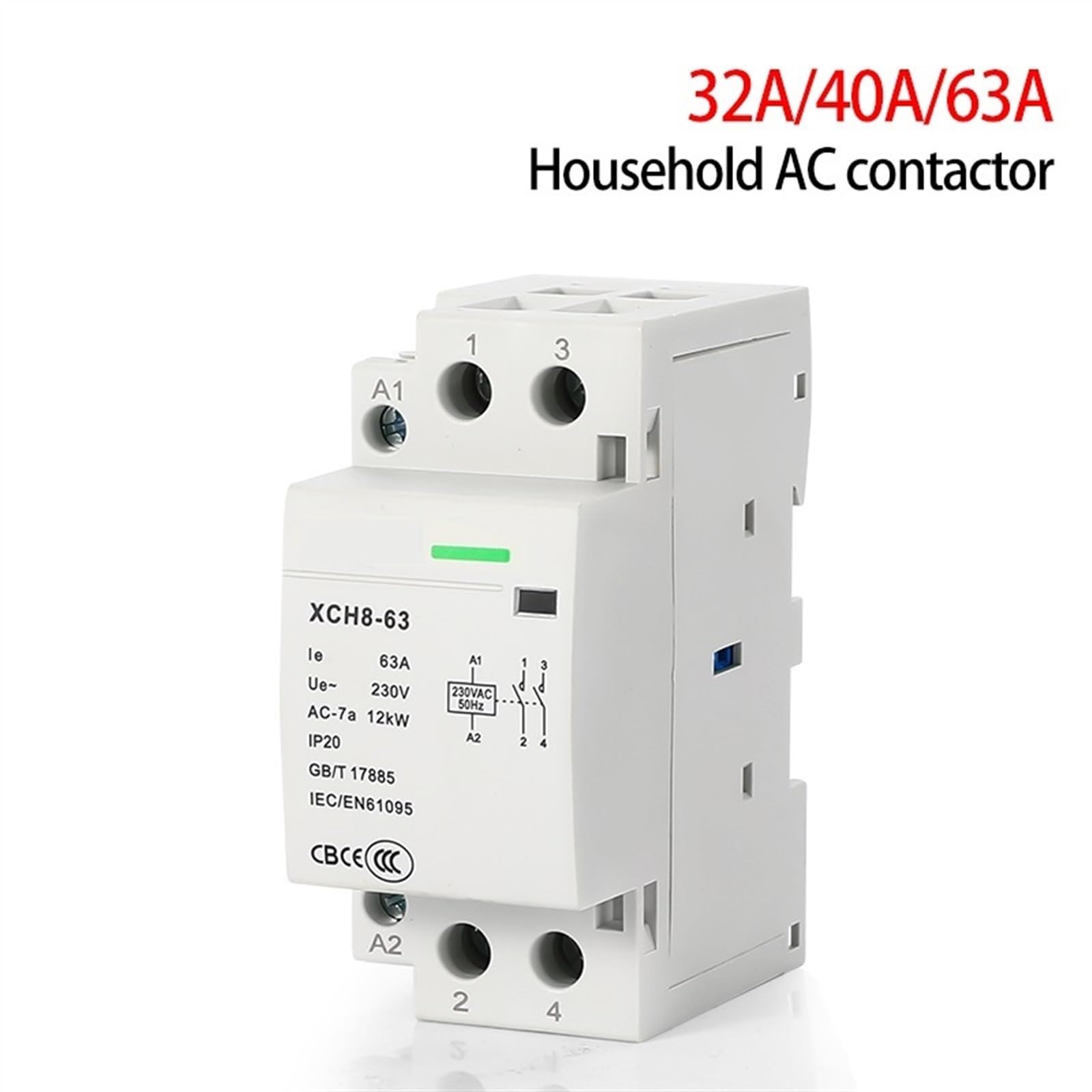 Modułowy stycznik AC do użytku domowego na szynie DIN 2P 1 sztuka 32A/40A/63A 220V/230V 50/60HZ 1NO 1NC 2NO 2NC(32a 2nc)