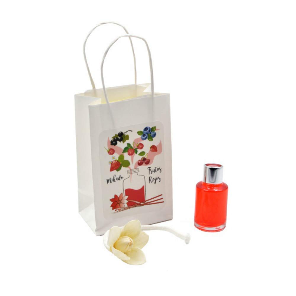 Lote de 12 Mikados Flor Perfumes Surtidos en Bolsa Decorativa a Juego. Regalos Originales. Ambientadores. Complementos. Detalles para Bodas, Comuniones, Bautizos y Cumpleaños. CC