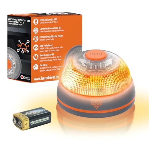 Pack 4x Baliza V16 Conectada Hero Driver LED - Certificada DGT Con Geolocalización - Conectividad Vodafone Incluida Hasta 2040 - Obligatoria Desde 2026 Para Coches Y Motos