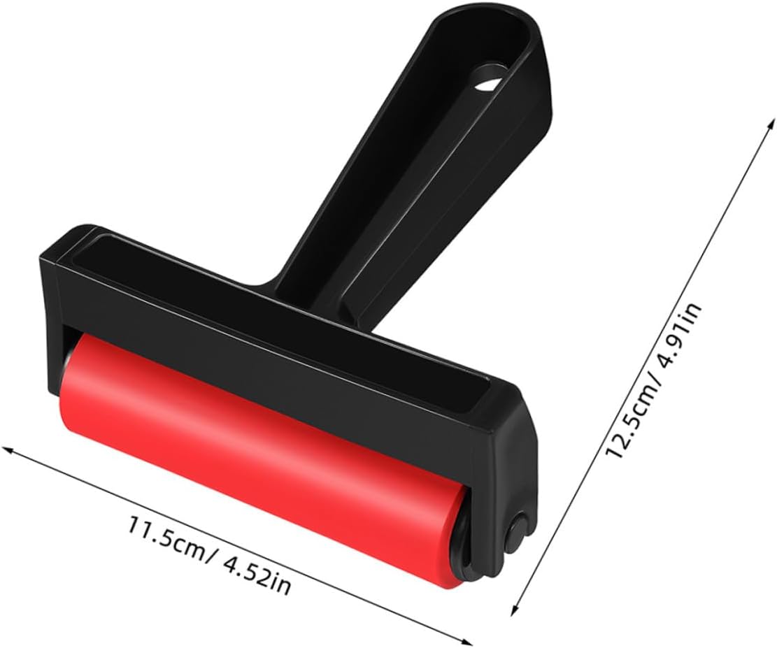 Homoyoyo 4pcs Red and Blue 10cm Printing Brayers Roller Set, Plastic Ink Applicator Rollers for Paper Crafting, Printmaking, Stamping, and Wallpaper Art Projects