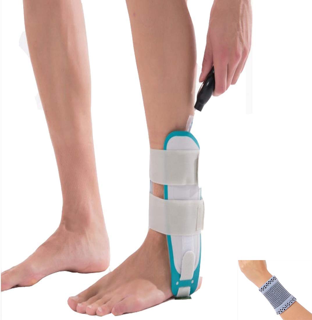 caviglia del piede Ortesi Aircast Sport Ankle Brace Con POMPA universale 15-35 Cm (Circonferenza caviglia) - incluso Wrist Band