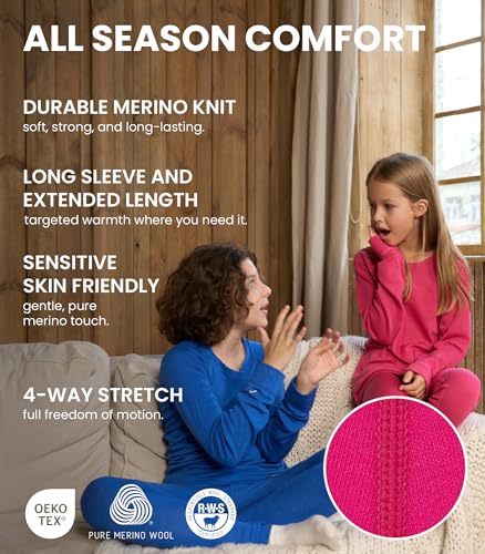 Merino Wool Base Layer Kids - Midweight Long Sleeve Merino Wool Top Kids - Unisex Kid Thermal Underwear3