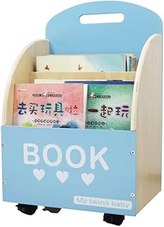 MYBA Librería para el hogar, librería de madera maciza para niños, pequeña estantería extraíble para bebé, libro de fotos para el hogar (color: azul)