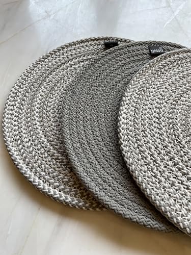 Image of Retro Polypropylene 3 Pc Round Trivet with Basket Holder | Braided Pot MAT, Side Table Mat, Machine Washable Small Place Mat for Casserole for Dining Table (9 inch Dia)