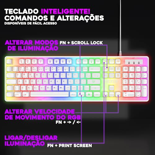 Teclado Gamer Doppler RGB Base em LED Profissional Antighosting ABNT2 Usb Ozzix