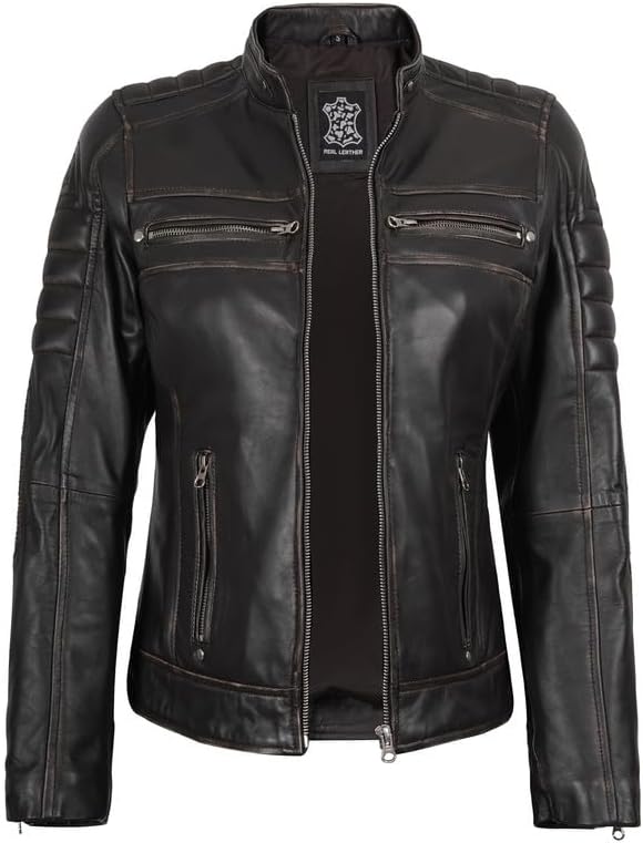 Decrum Leather Jacket Women - Stylish Casual Real Lambskin Leather Jackets for Women - Image 2