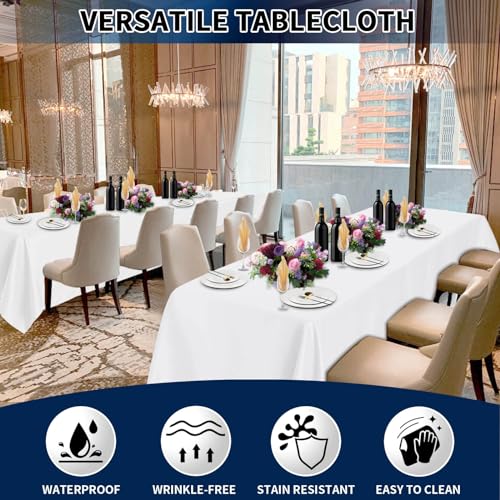 Purefit PFT8009-1 6 Pack White Table Cloths 60 X 102 Inch, Stain And Wrinkle Resistant Table Linen For 6 Ft Rectangle Table, Polyester Table Covers thumb #2