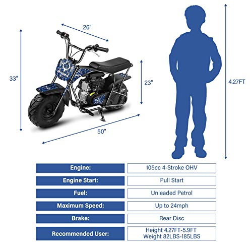 Oryxearth HCF001A Mini Dirt Bike For Kids, 105Cc 4-Stroke Gas Powered Mini Bikes Off-Road Motorcycle Gas Pocket Pit Trail Bike W/Epa Approved thumb #5