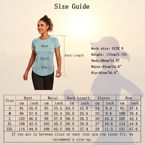 Jlowesun Camiseta Deportiva Mujer Suelta, Ligera, Transpirable, Funcional, Malla Trasera, Camisetas Deportivas para Mujer, Cuello Redondo, Adecuadas para Fitness, Correr, Yoga, Camiseta Casual