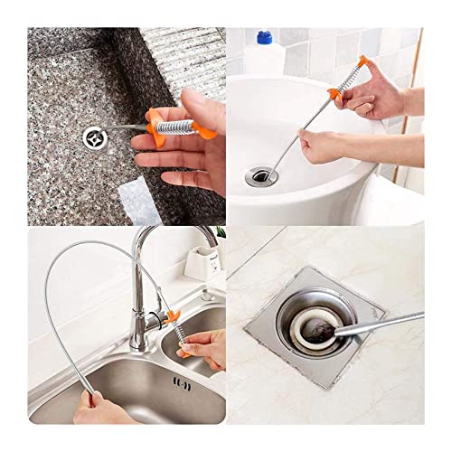 Herramienta de desatascado para tuberías en espiral - 60 a 250 cm, desatascador de desagües para fregadero y alcantarilla, herramienta de limpieza con gancho (Color: 90 cm - 35 pulgadas) miniatura 5