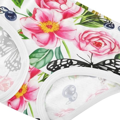 Spring Floral Pink Peonies Panties Little Girl Girls Underwear Toddler Cotton Fun Print Underpants Briefs 2t4
