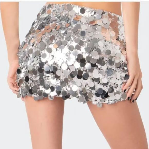 Women Y2K Sparkle Sequin Mini Skirt Low Waist Bodycon Party Festival Rave Glitter Pencel Short Skirt Summer Streetwear2