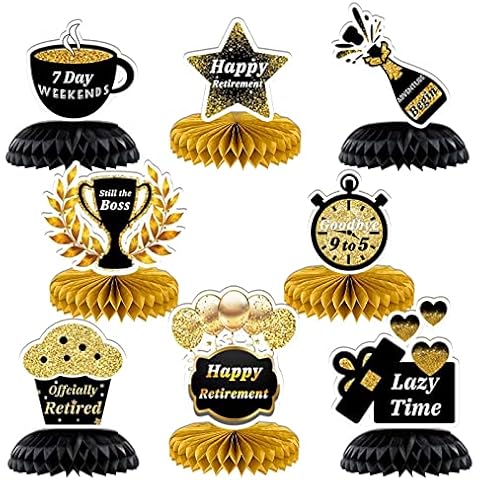 Toplstud Retirement Decorations Farewell Ceremony Decoration Honeycomb Table Decorations 8 Pieces Lazy Time Happy Retirement Party Decoration Cover