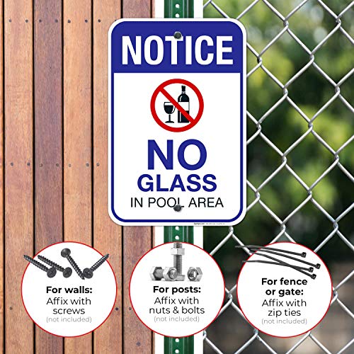 Cartel No Glass in Pool Area 12x18 pulgadas aluminio miniatura 4