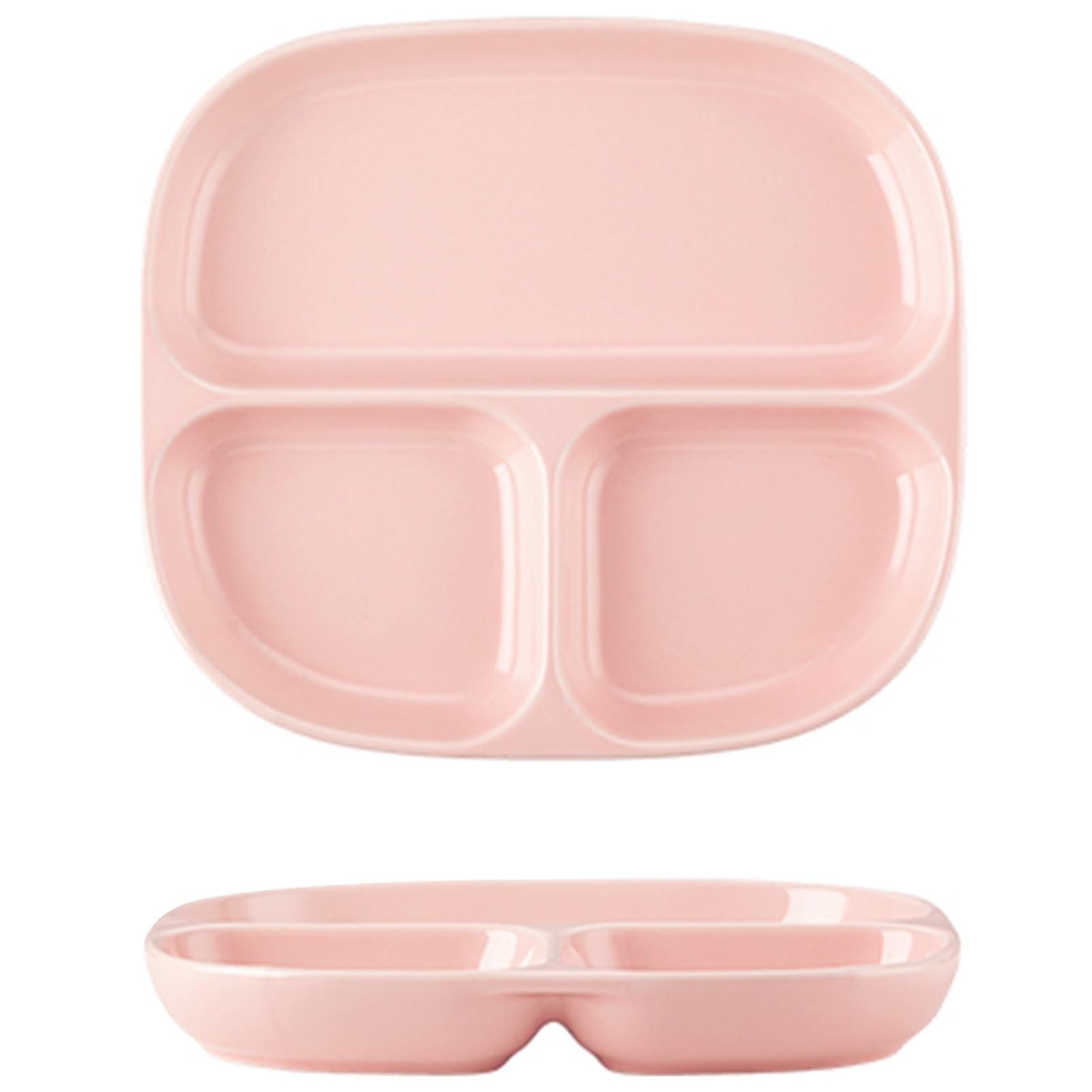 ksxnkhk Dinner Plate for Adults, Simple Platter with 3 Section Partition, Microwave and Dishwasher Safe Dish, Bariatric Diet Divided Tray, 1 Pack(Pink)