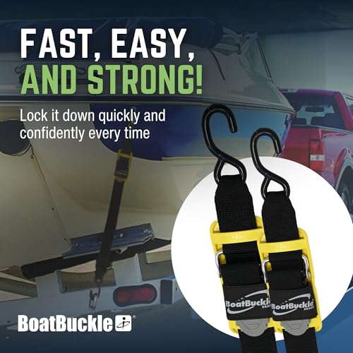 BoatBuckle Kwik-Lok Transom Tie Down Straps with Boat Pads, 2in x 4ft, 2-ct | Kwik-Lok Adjustable Transom Tie Down Straps, 1,200 lb Break Strength, Includes 2 Straps & Boat Pads, Fits Most Watercraft - Image 7