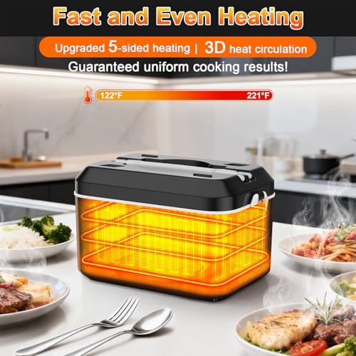 Image of Heated Lunch Box,Electric Lunch Box, Lunch Box Battery Powered, Pro 24000mah,5.5 Cups Portable Food Heater-3D-5 Side Heating-Intelligent Temperature Control,Suitable For Trucks,Offices (Black /White)
