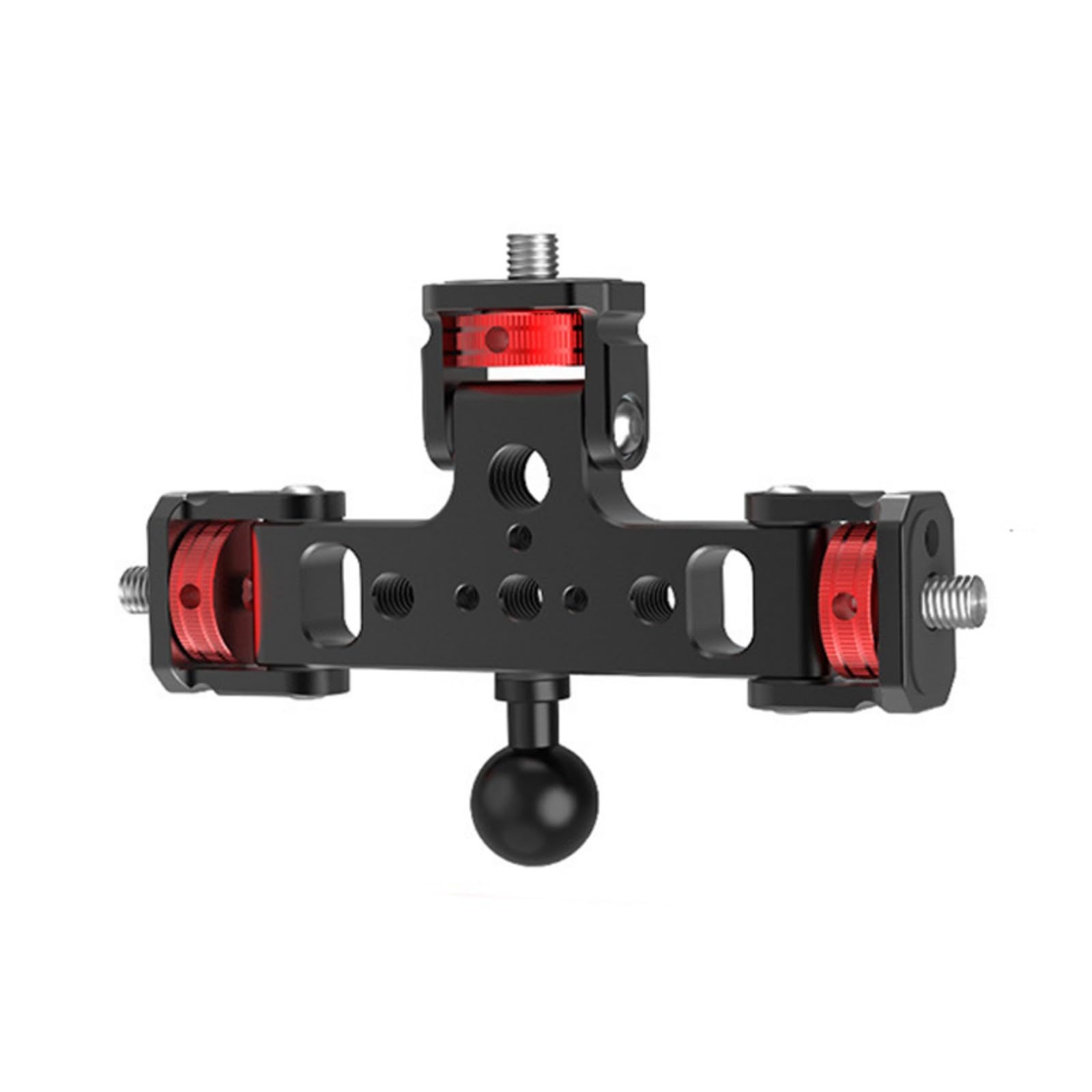 Adjustable Triple Mount Stand Aluminum 1/4inch for Action Camera Phone LED Tripod Live Stream Selfie Stick Holder Aluminum Camera Adapter Stand