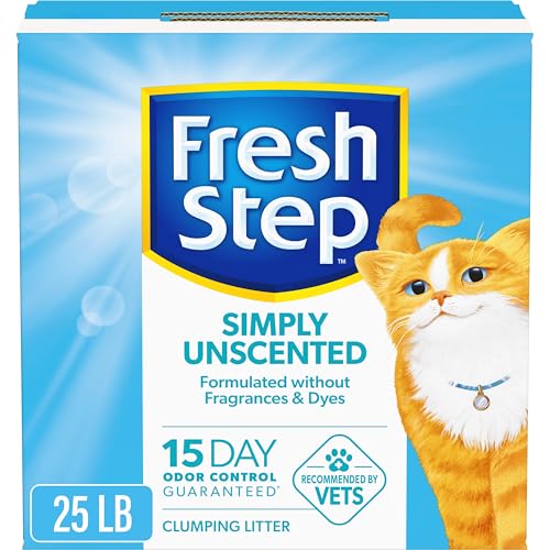Fresh Step Simply Unscented Clumping Litter, Fresh Step Unscented Cat Litter With Activated Charcoal Technology, 25 lb. Box
