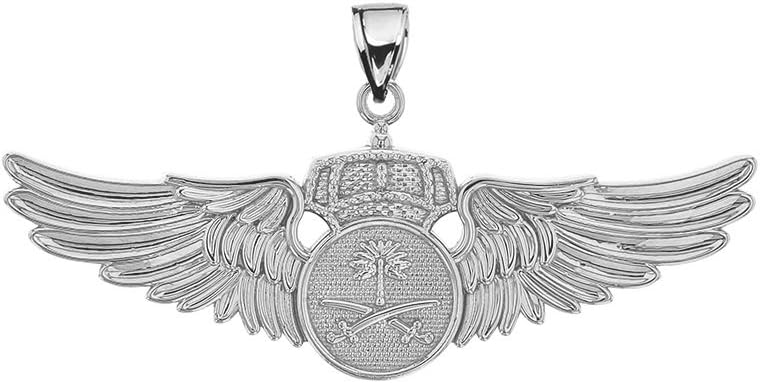 Sterling Silver Royal Saudi Arabia Air Force Wings Insignia Pendant