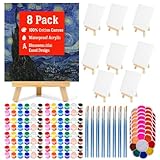 Paint Party Kit for Adults & Kids – 8-Pack All-in-One Sip & Paint Set with Easels, Brushes, Acrylic Paints & 100% Cotton Canvas Boards – Perfect for Paint Nights, Group Events & Gifts