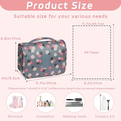 Image of Toiletry Bag Travel Bag with Hanging Hook for Women Men,Blue Flower
