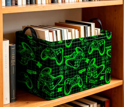 Image of CLOCOR Rectangular Storage Basket Empty,Gift Basket,Waterproof Storage Bin,Room Decor(Fluorescent Green Game)