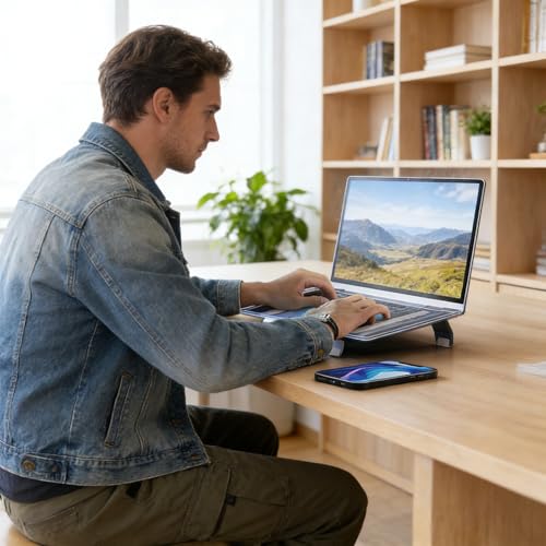 Soporte de laptop contra el calor con marco LED brillante ajustable 2
